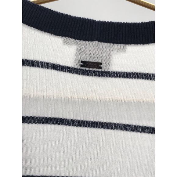 A|X Armani Exchange Navy Blue White Striped Cardigan Sweater S - Picture 6 of 11